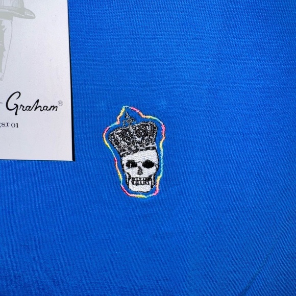 NWT Robert Graham Men Eye of The Skull Short Sleeve Knit T Shirt Blue Size Small - Picture 2 of 8